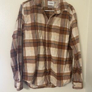 Goodfellow & Co Brown and Cream Plaid Shirt